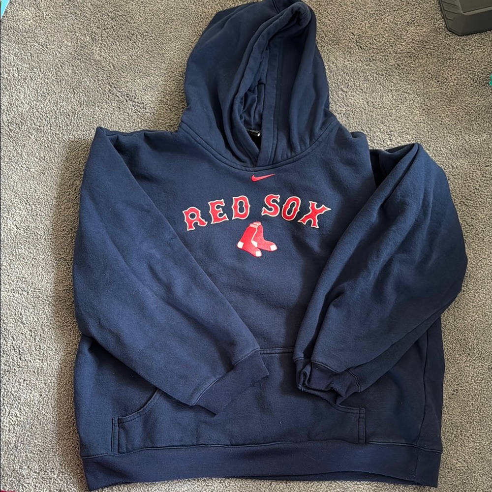 Nike Kids Navy Blue Red Sox Hoodie with Red Accents
